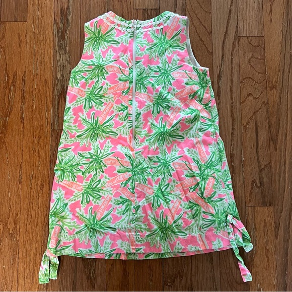 Lilly Pulitzer Palm Tree Print Pink Green Lace Girls Dress Size 4 - Picture 2 of 5